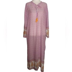 J. Crew Ditsy Floral 100% Cotton Tie Neck Maxi Length Dress / Cover Up Size XL